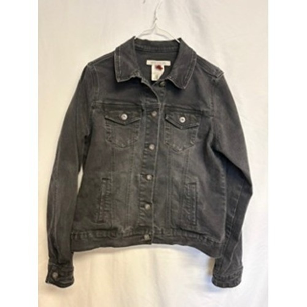 Stetson Womens Black Denim Trucker Jacket Faded Wash Size M Cowboy Western